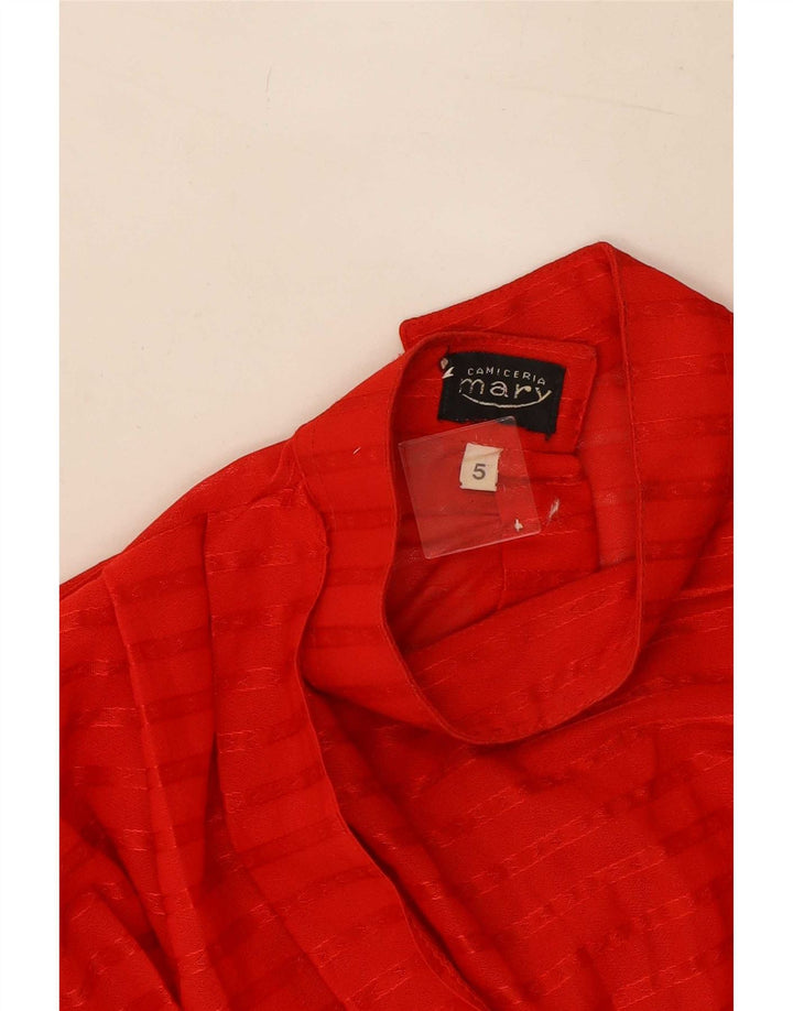 Vintage Damen Crop Shirt Bluse US 5 Kleines rot gestreiftes Polyester