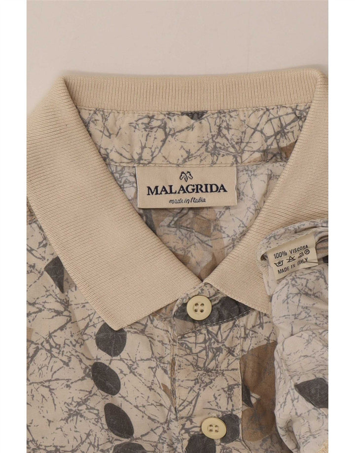 Malagrida Herren-Pulloverhemd mit abstraktem Muster, kurzärmelig, XL, graue Viskose