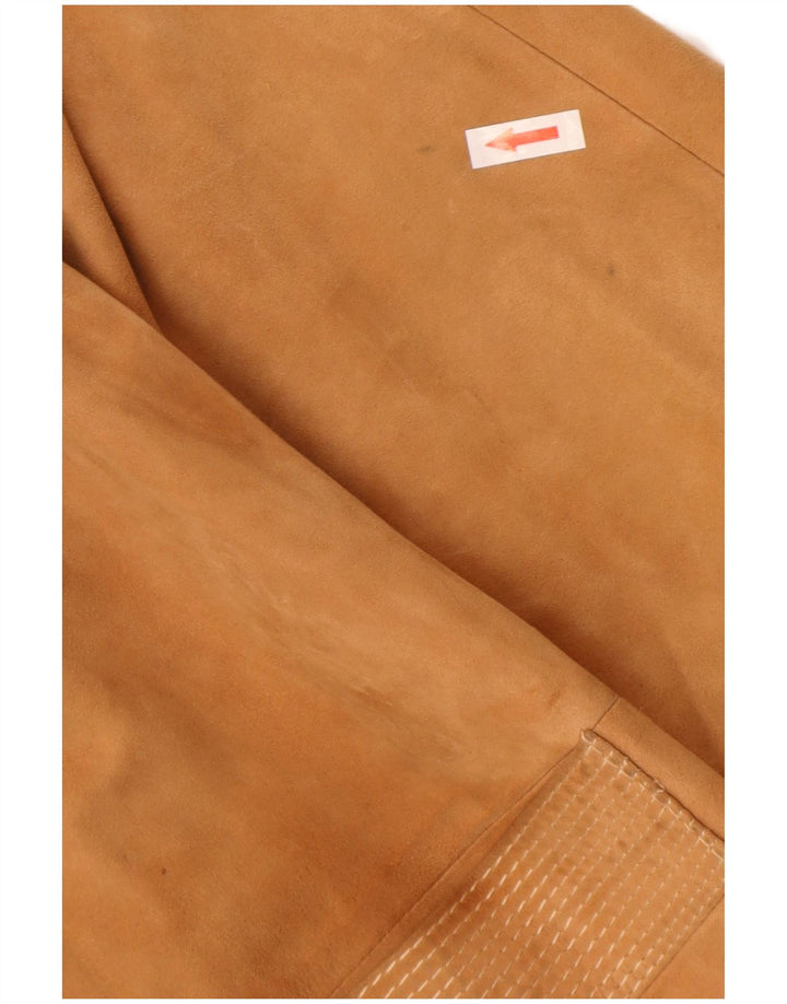 Vintage Damen 3-Knopf-Wildleder-Blazerjacke UK 14 Mittelbeige