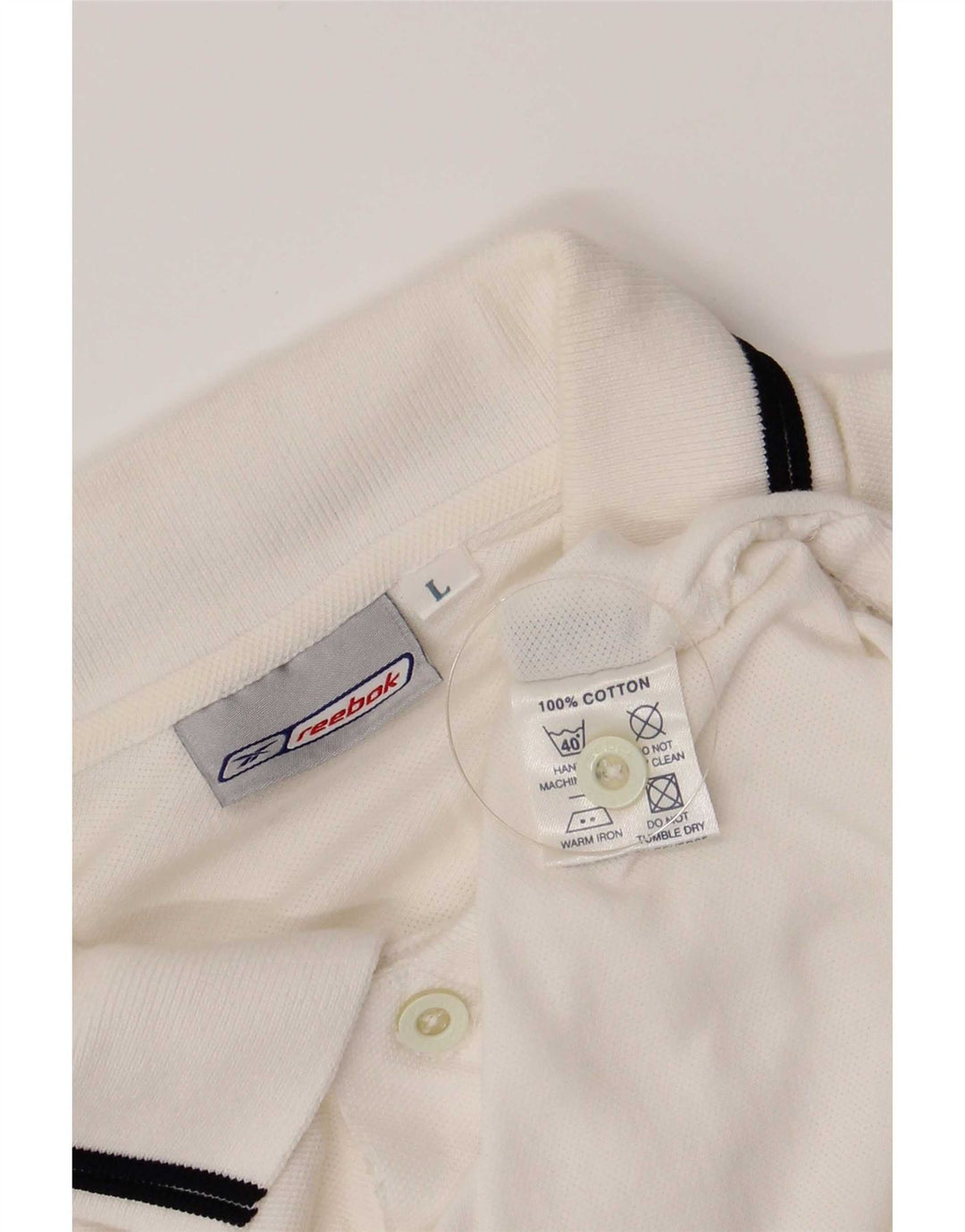 Reebok Herren-Poloshirt, groß, weiße Baumwolle