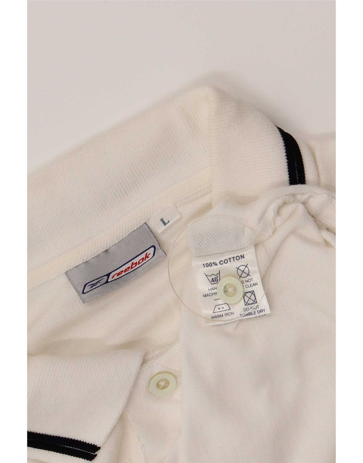 Reebok Herren-Poloshirt, groß, weiße Baumwolle