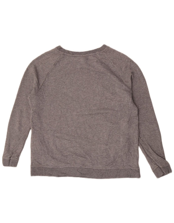 Nike Womens Graphic Sweatshirt Jumper UK 14 Medium Grey Flecked Cotton