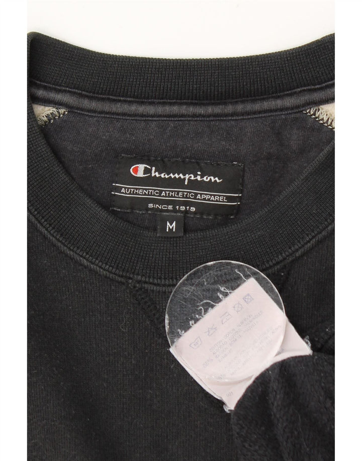 Champion Herren Grafik-Sweatshirt-Pullover aus mittelschwarzer Colourblock-Baumwolle