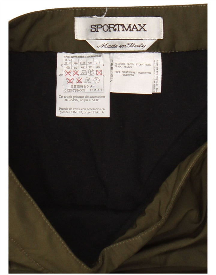 Sportmax Damen Midirock UK 12 Medium W30 Grün Polyester
