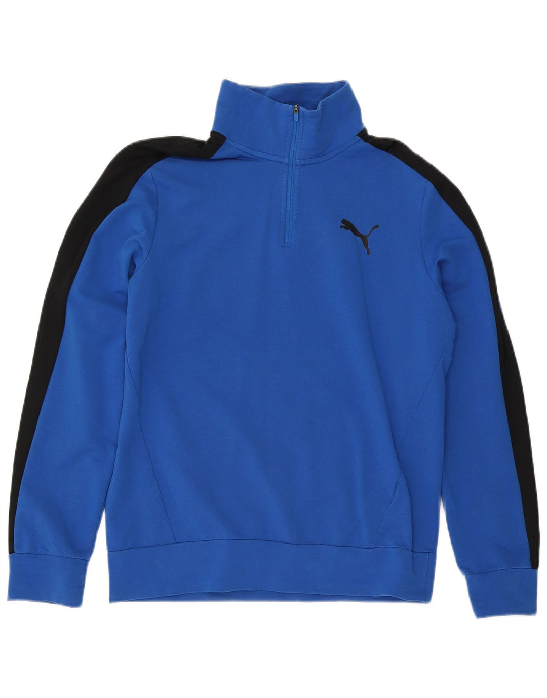 PUMA Herren-Sweatshirt mit Reißverschluss am Hals, Mittelblau, Farbblock