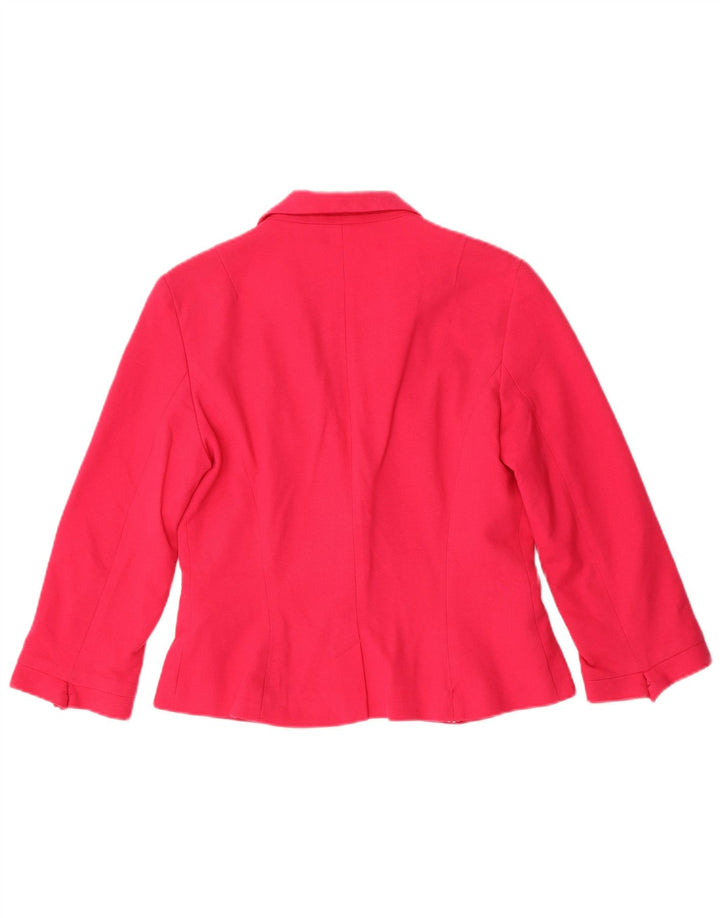 Zara Damen Crop 1 Button Blazer Jacke UK 14 Große rosa Baumwolle