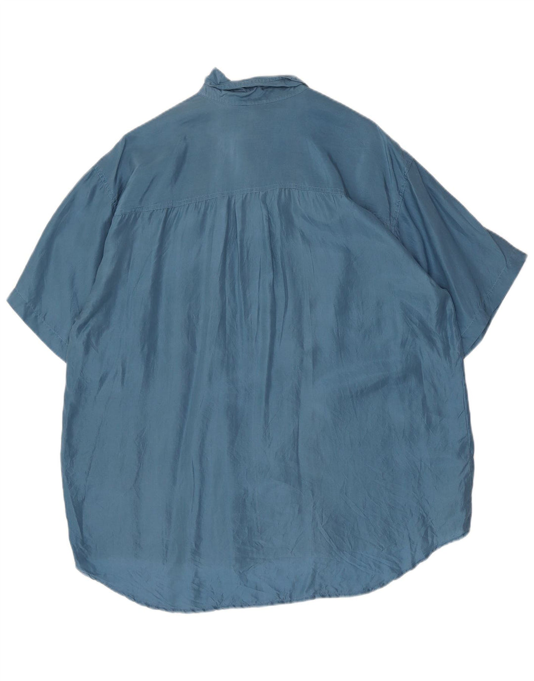 Vintage Herren Kurzarmhemd Große blaue Seide