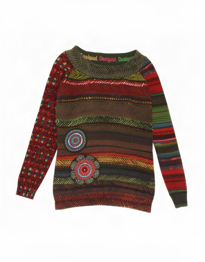Desigual Damen-Pullover mit U-Boot-Ausschnitt, EU 38, mittelmehrfarbig gestreift
