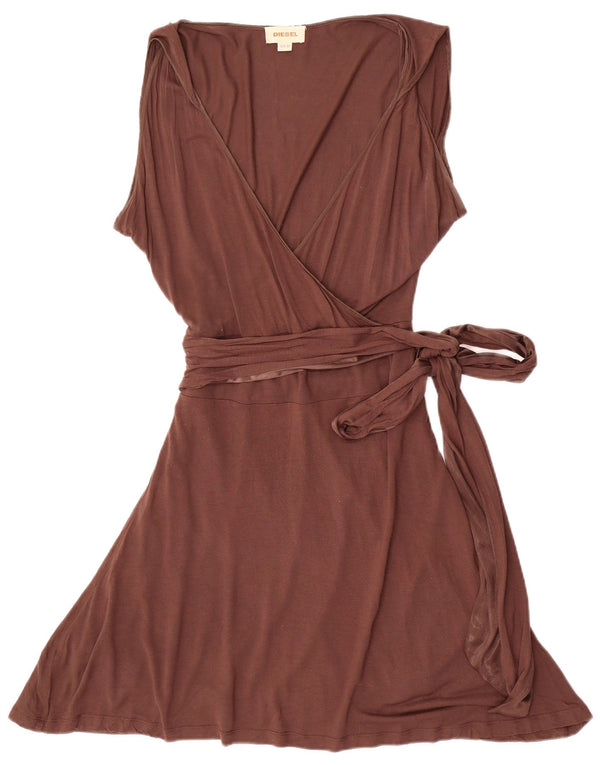 Diesel Damen ärmelloses A-Linien-Kleid UK 6 XS Braun