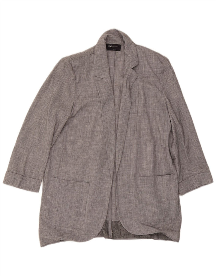 Marks & Spencer Damen-Blazer mit 3/4-Ärmeln, offen, UK 12, Mittelgrau