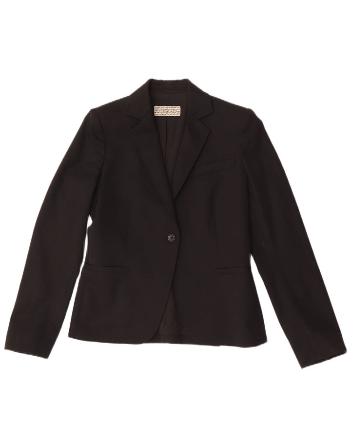 New York Industrie Damen-Blazerjacke mit 1 Knopf, EU 40, mittelschwarze Wolle