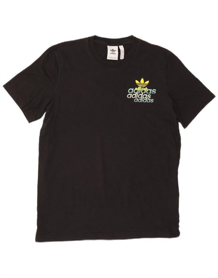ADIDAS Herren Grafik T-Shirt Top Medium Schwarz Baumwolle