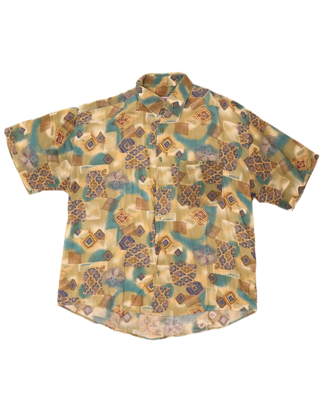 Basic Herren Kurzarmhemd XL Mehrfarbig Geometrisch