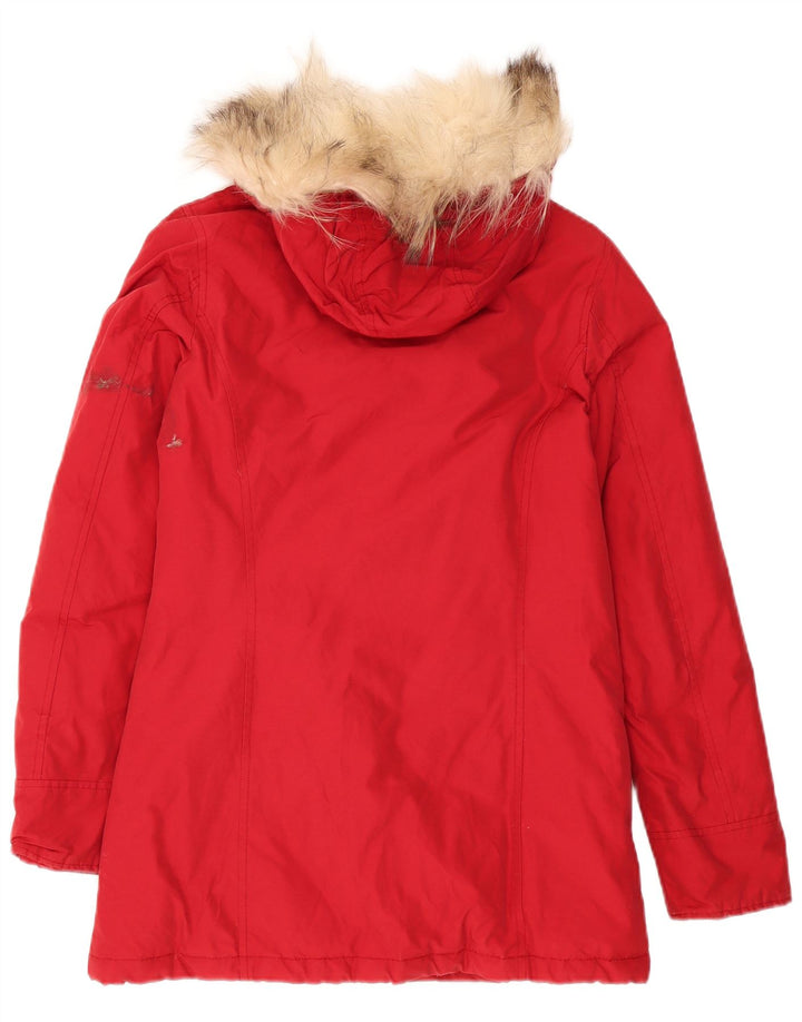 Woolrich Damen-Kapuzenübergroßer, wattierter Mantel, UK 10, Klein, Burgunderrot