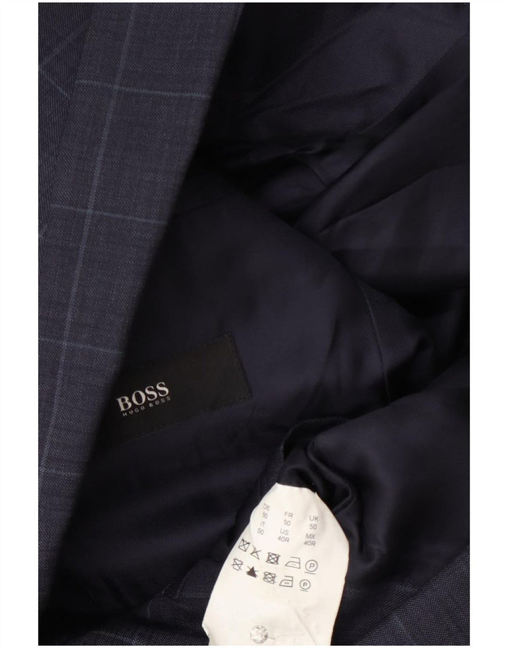 Hugo Boss Herren-Blazer mit 2 Knöpfen, Gr. 50, groß, marineblau, kariert
