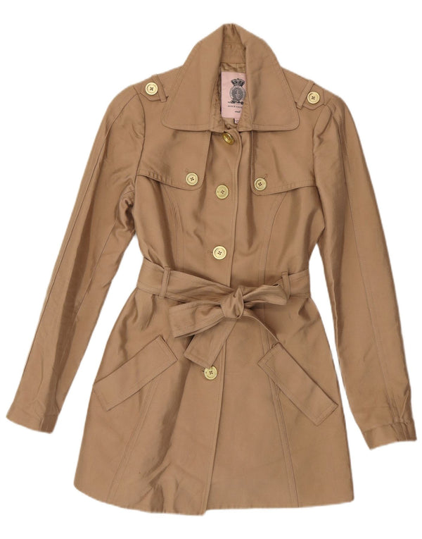 Juicy Couture Damen Trenchcoat UK 10 Small Beige Baumwolle