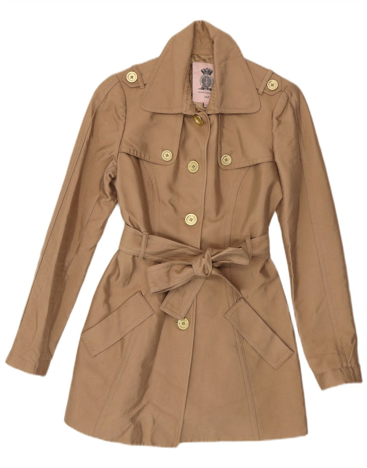 Juicy Couture Damen Trenchcoat UK 10 Small Beige Baumwolle