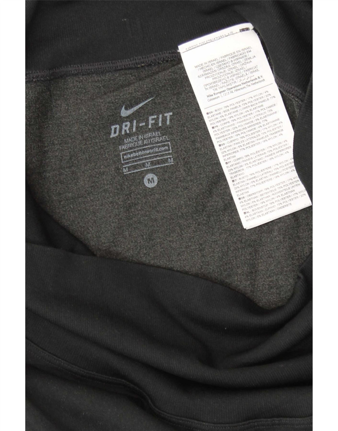 Nike Damen Dri Fit Leggings UK 12 Mittelschwarzes Colourblock-Polyester
