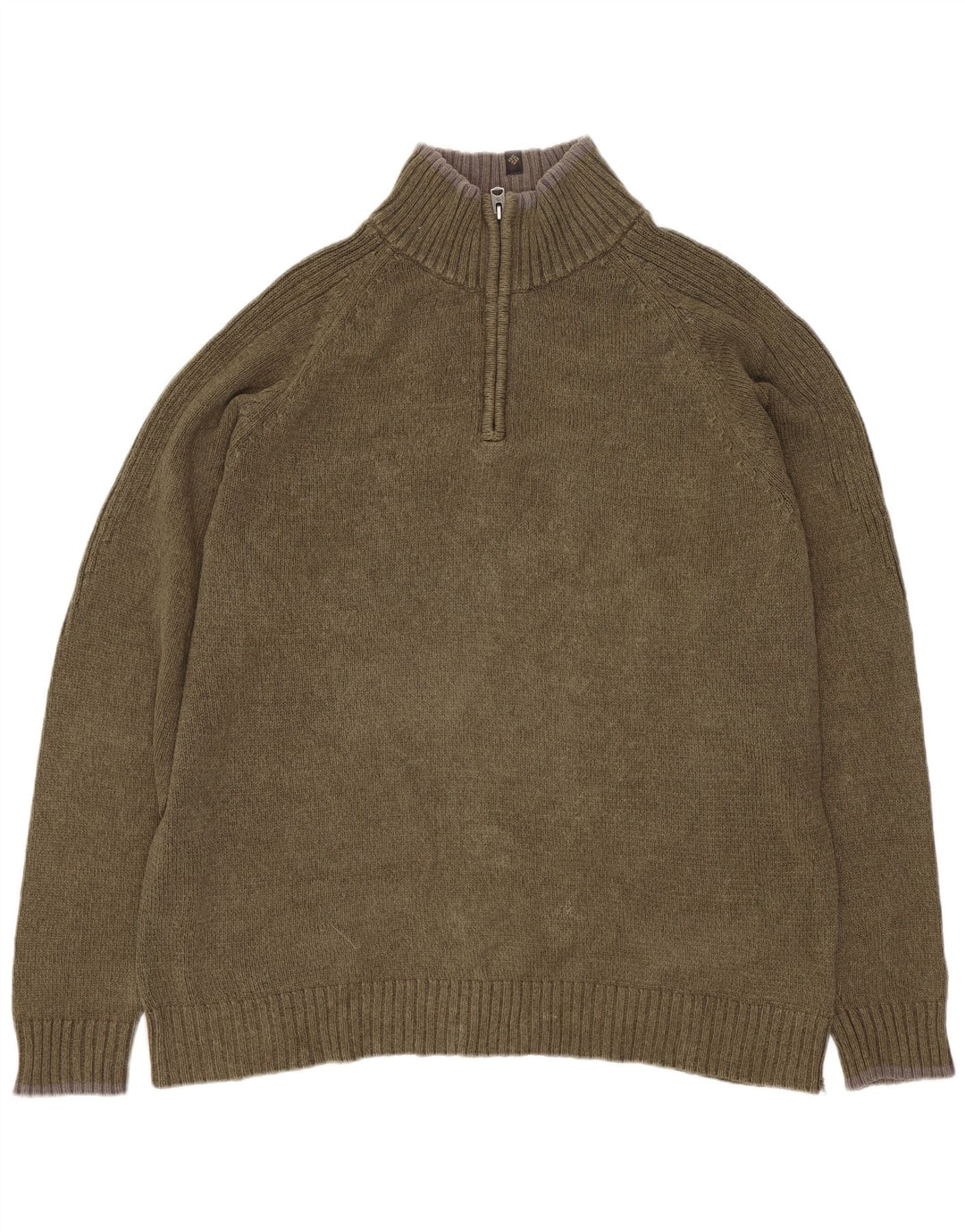 Columbia Herren-Pullover mit Reißverschluss am Hals, große Khaki-Baumwolle