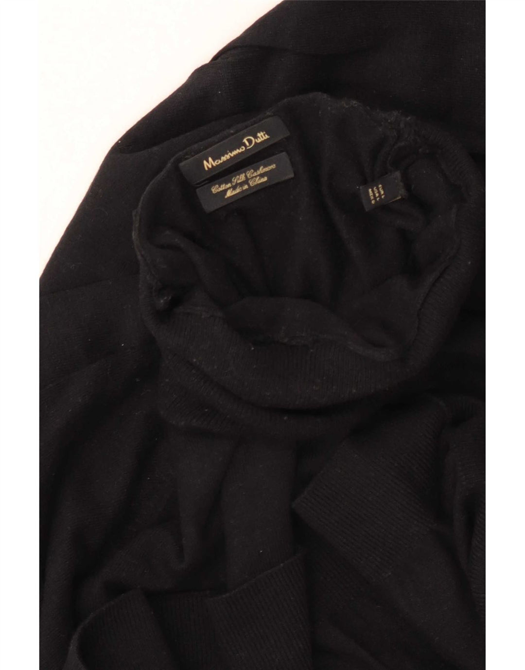 Massimo Dutti Damen-Pullover mit Rollkragen, Gr. 16, Größe L, Schwarz, Baumwolle