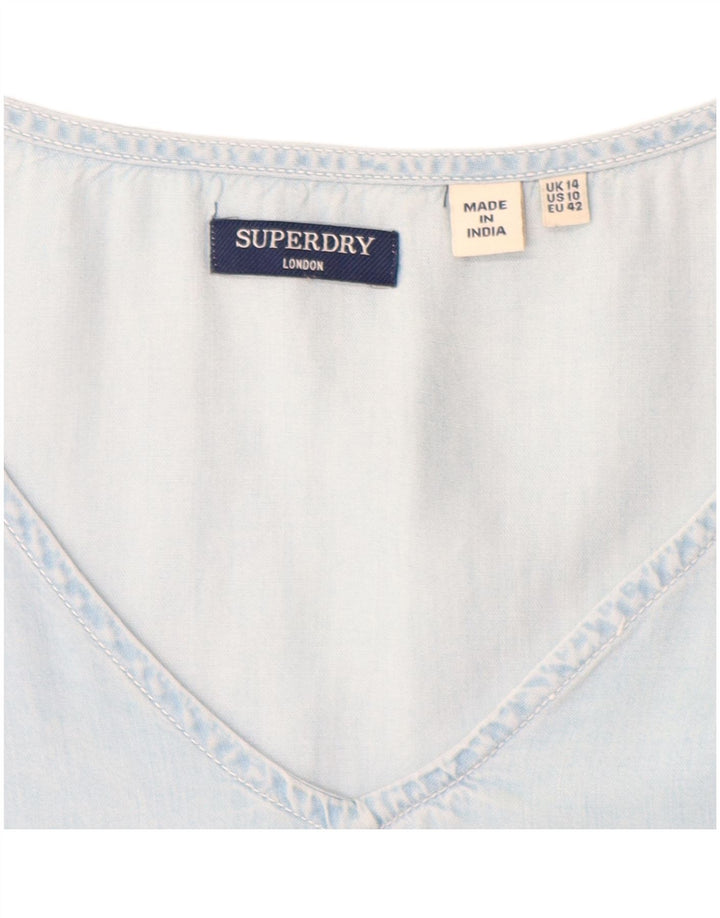SUPERDRY A-Linien-Kleid für Damen, UK 14, mittelblaues Lyocell