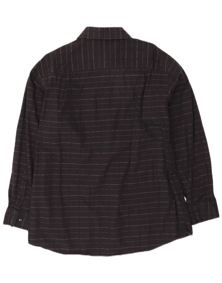 CALVIN KLEIN Herrenhemd Größe 17 XL Schwarz gestreifte Baumwolle