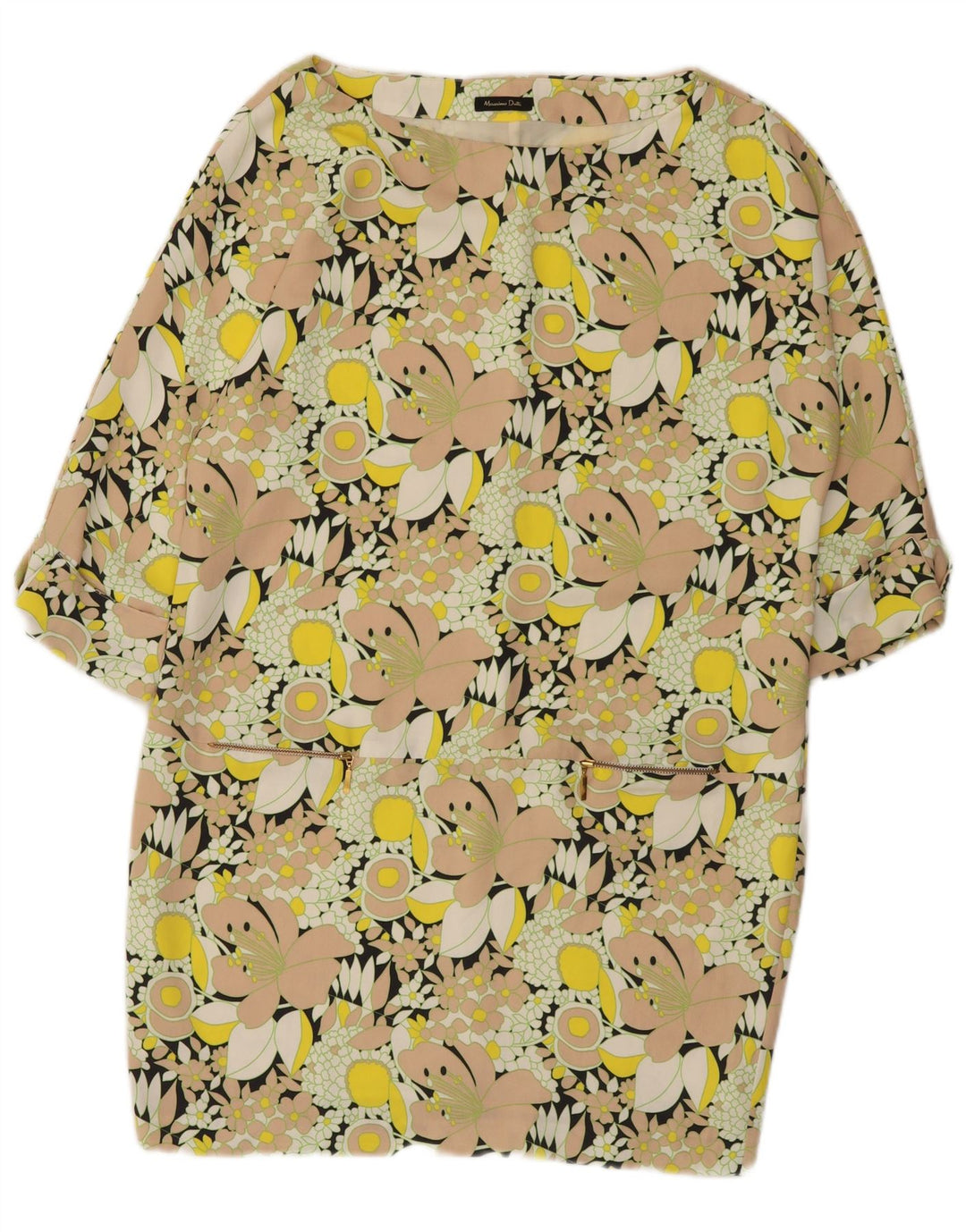 Massimo Dutti Damen Etuikleid EU 44 XL Mehrfarbig geblümt