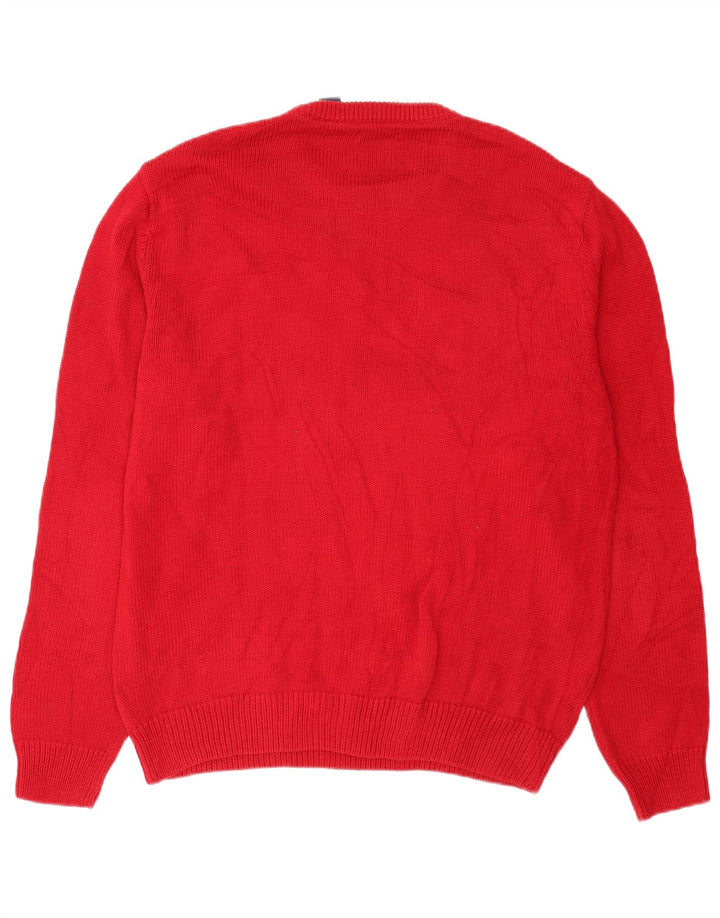Chaps Herren-Pullover mit Rundhalsausschnitt, Größe L, aus roter Baumwolle