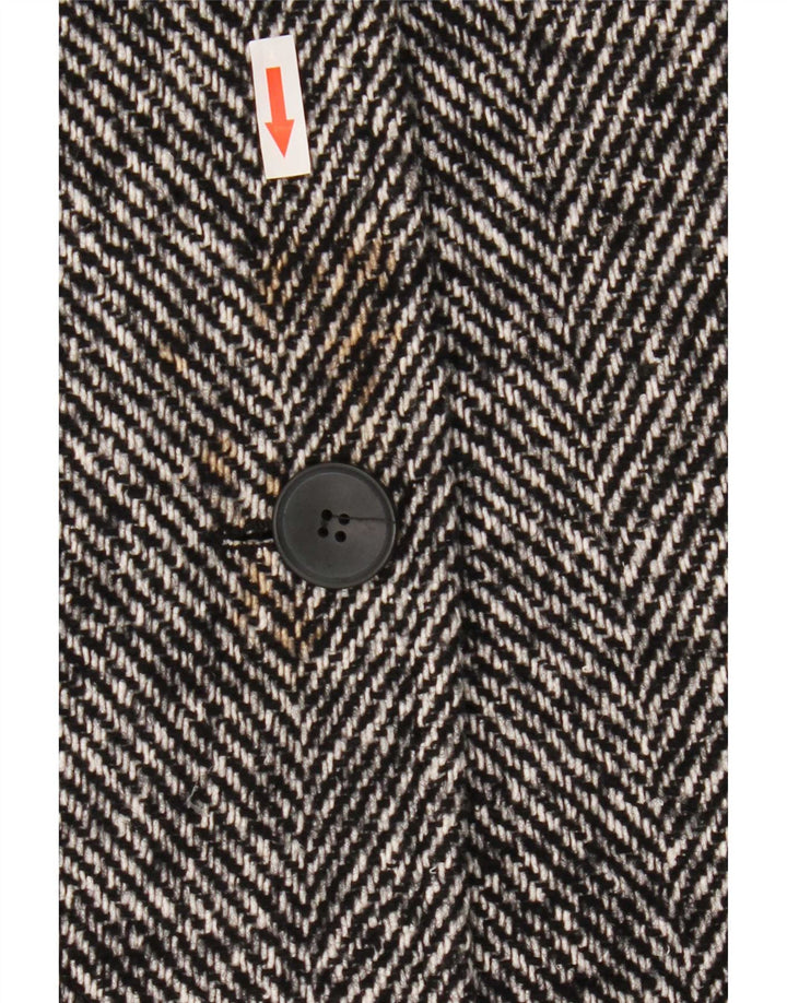 Zara Damen-Mantel mit 3/4-Ärmeln, UK 14, Mittelschwarz, Herringbone-Baumwolle