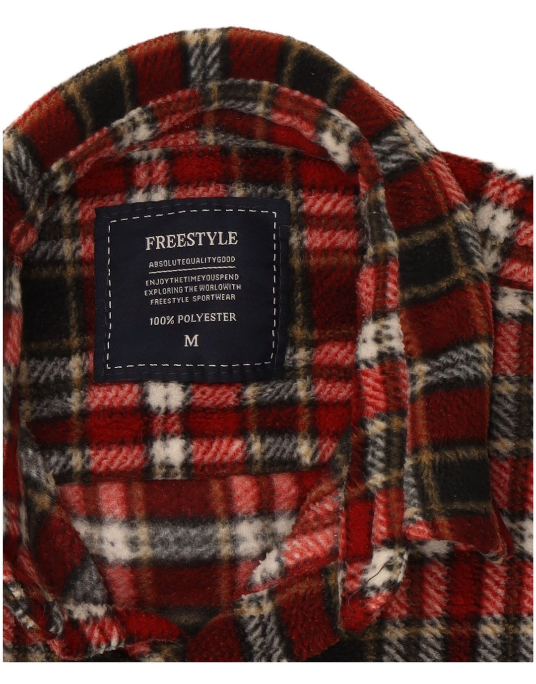Vintage Herren-Flanellhemd, mittelrot, kariert, Polyester