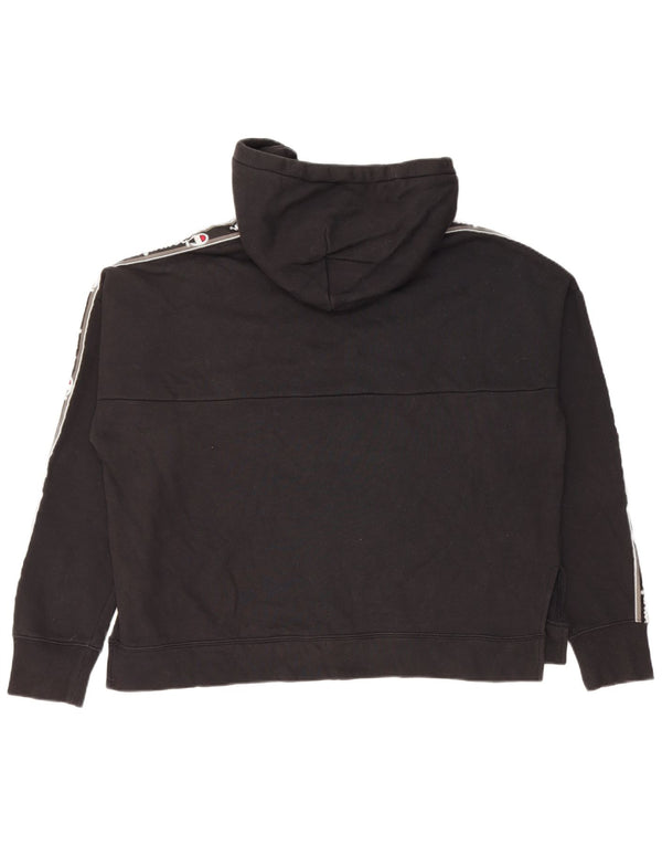 Champion Womens Graphic Oversized Hoodie Pullover UK 14 Mittelschwarze Baumwolle