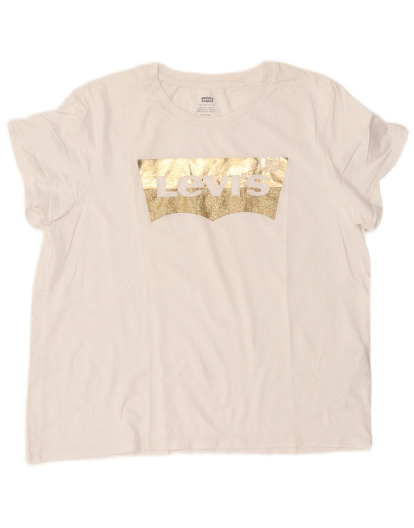 Levi's Damen-T-Shirt mit Grafik, UK 18, XL, weiße Baumwolle