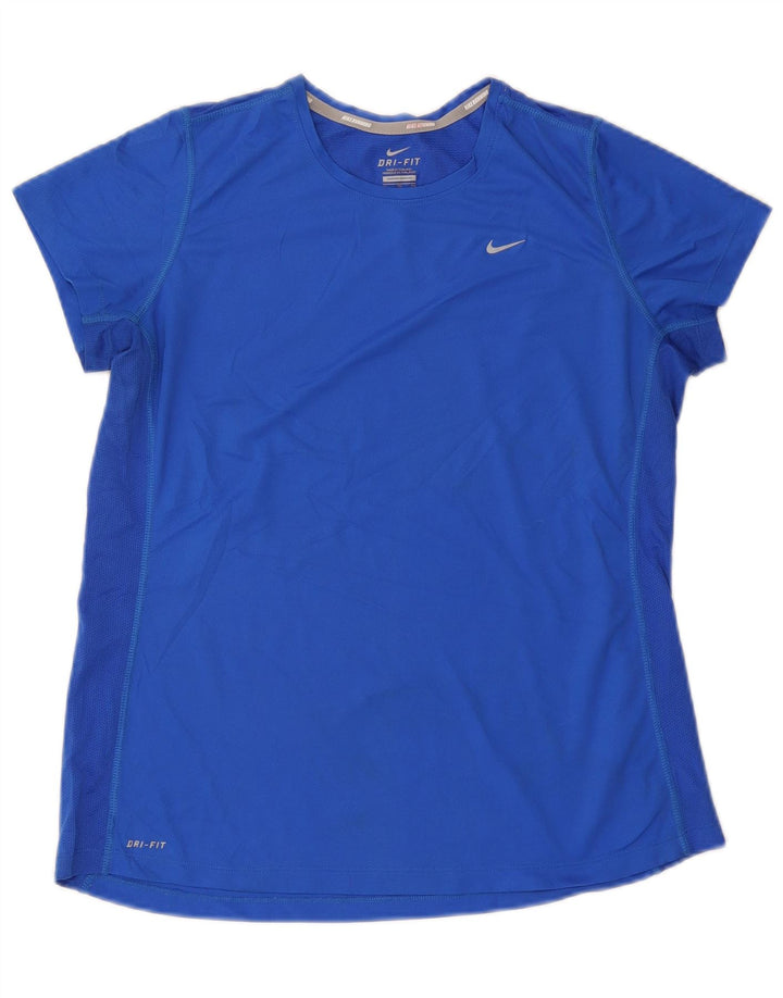 Nike Damen Dri Fit T-Shirt Top UK 18 XL Blau Polyester