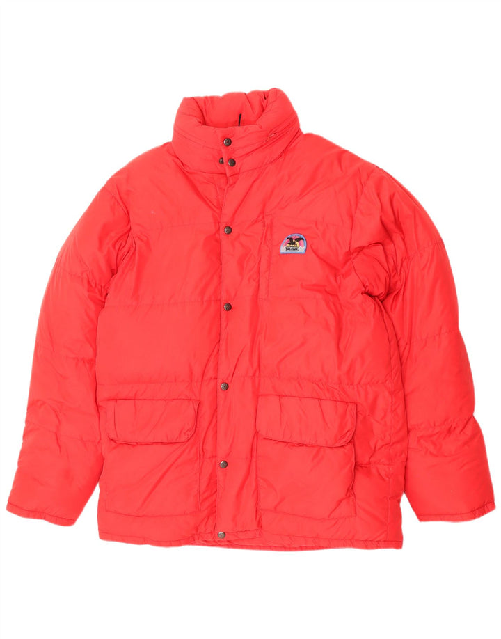 SALEWA Wattierte Herrenjacke mit Kapuze, UK 38, Mittelrot, Polyamid