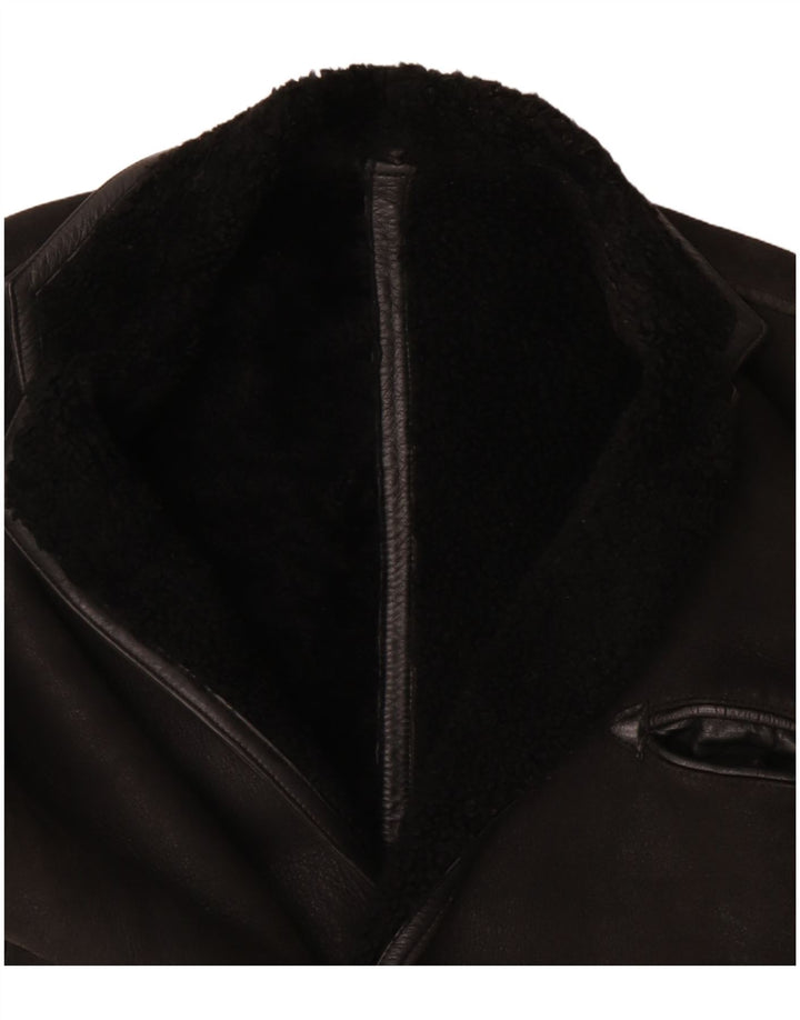 Vintage Herren Shearling Jacke UK 40 Large Schwarz