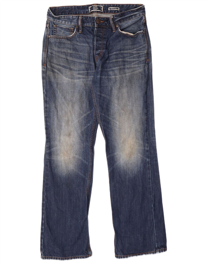 Fat Face Herren-Bootcut-Jeans mit normaler Passform, W32, L30, blaue Baumwolle
