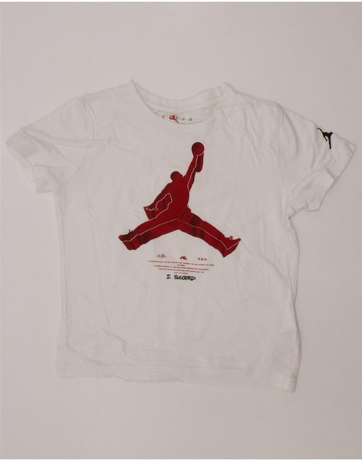 JORDAN Boys Graphic T-Shirt Top 5-6 Years Medium  White Cotton Vintage Jordan and Second-Hand Jordan from Messina Hembry 