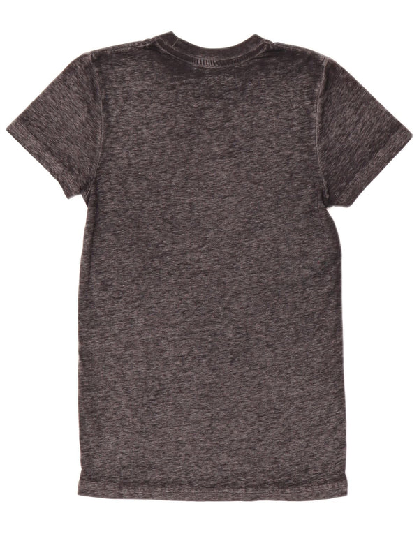 Hard Rock Cafe Damen London Graphic T-Shirt Top UK 6 XS Grau meliert