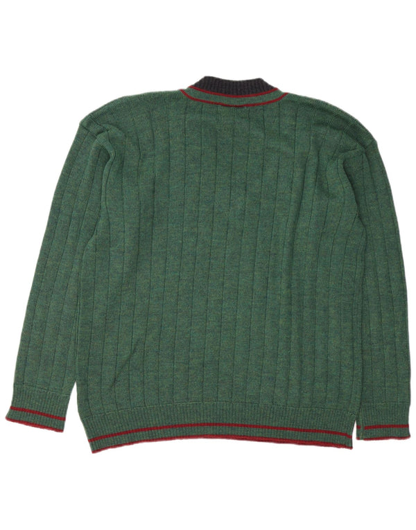 Lacoste Herren-Pullover mit V-Ausschnitt, Größe 6 XL, grüne Schurwolle
