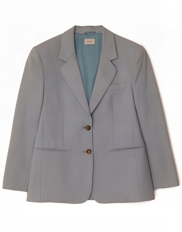 Benetton Damen-Blazer mit 2 Knöpfen, IT 42, mittelblaue Wolle