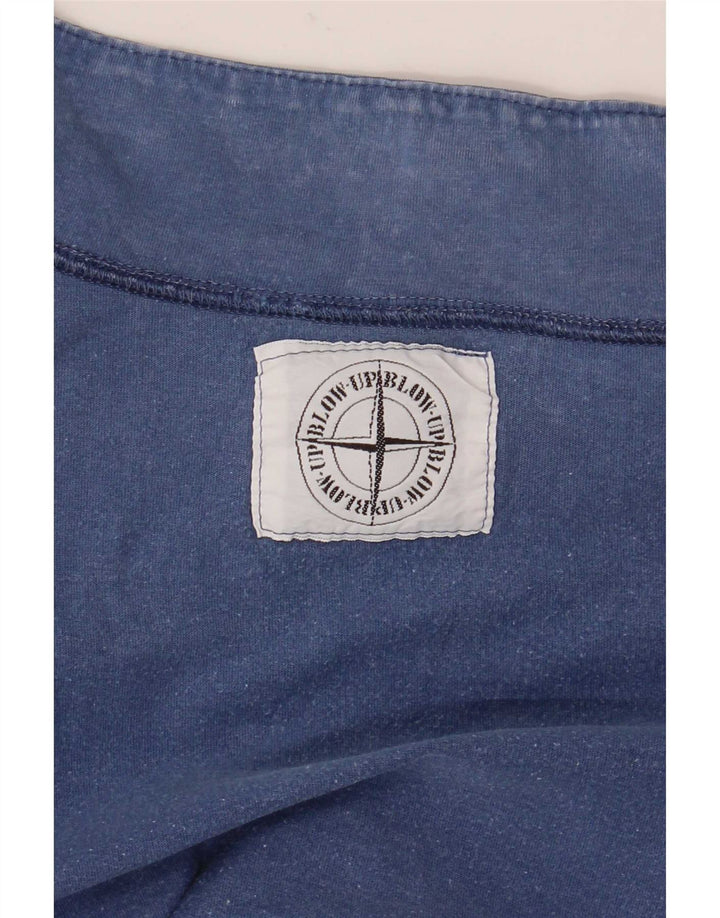 Vintage Herren T-Shirt mit Grafik, Größe L, Blau