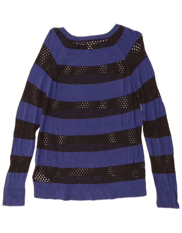 MICHAEL KORS Damen-Pullover mit U-Boot-Ausschnitt, UK 12, Mittelblau gestreift