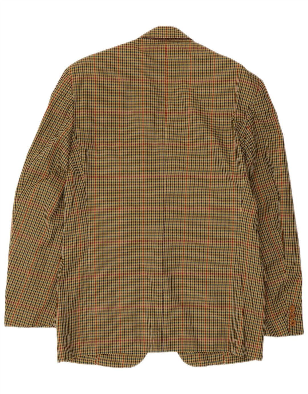 Monza Herren-Blazer mit 2 Knöpfen, Größe IT 48, mittelkhakifarbene Gingham-Baumwolle