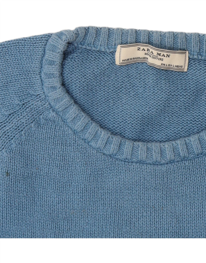 Zara Herren-Pullover mit Rundhalsausschnitt, groß, mehrfarbig, gestreift