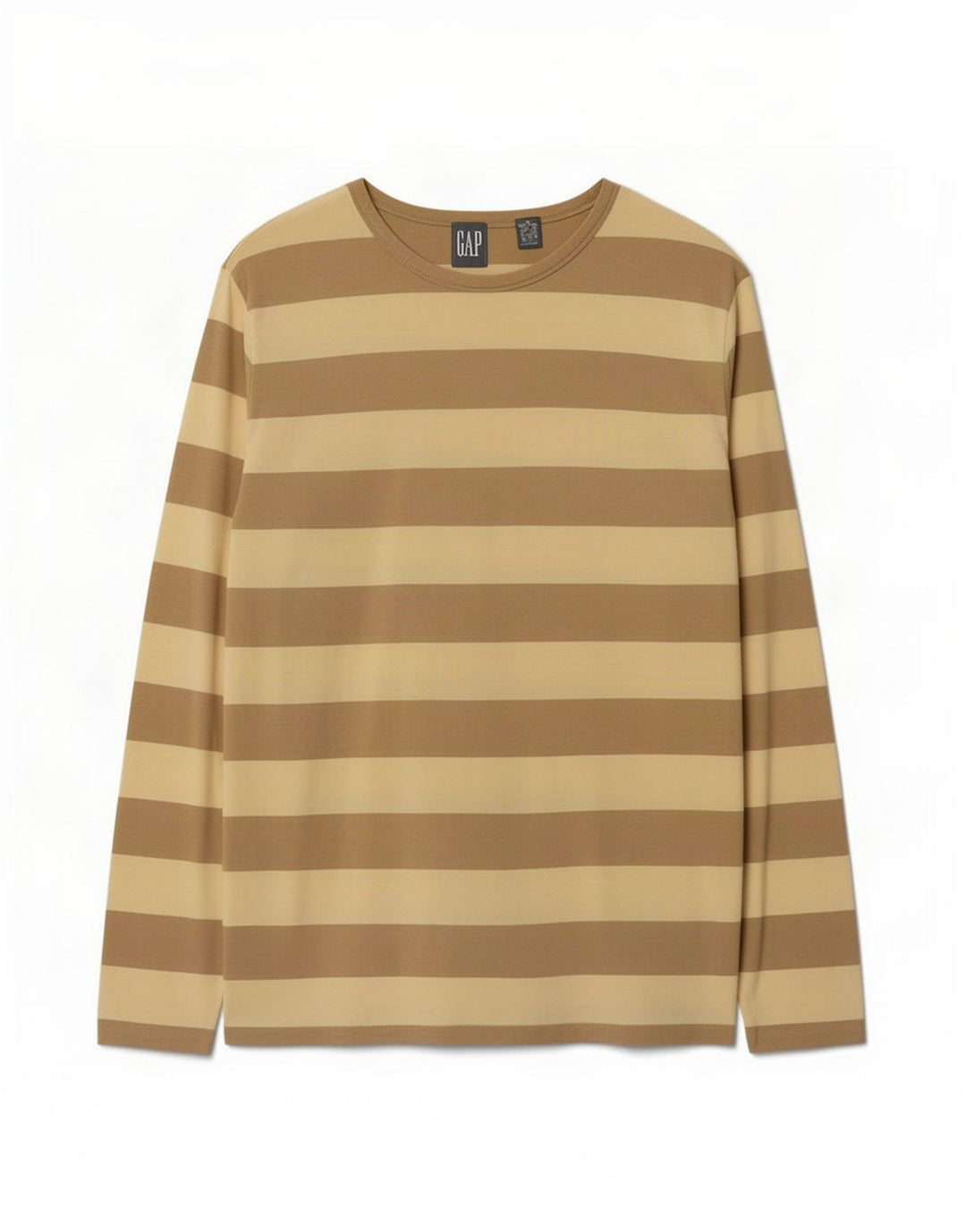 Gap Herren-Oberteil, langärmelig, mittelbeige, gestreift, Baumwolle