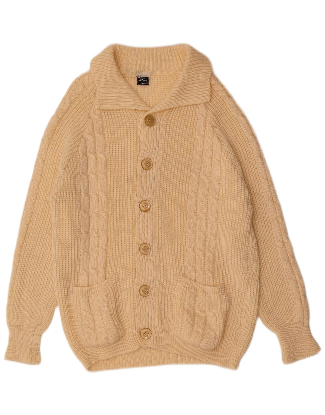 Vintage Herren Cardigan Pullover Groß Off White