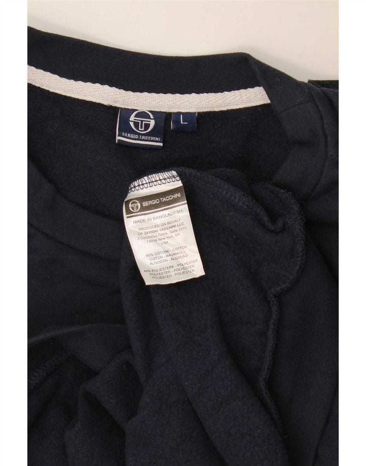 Sergio Tacchini Herren-Sweatshirt, Pullover, groß, marineblau, Baumwolle