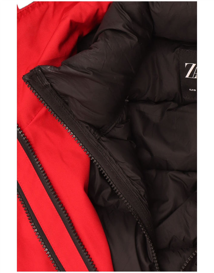 Zara Damen-Kapuzen-Übergröße, wattierte Jacke, UK 10, Größe S, Rot, Polyester