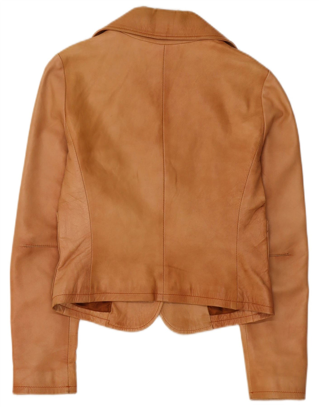 Society Womens Crop 2 Button Blazer Jacke UK 12 Mittelbraunes Leder