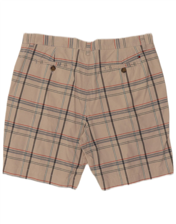 Tommy Hilfiger Herren-Chino-Shorts W36, große, cremefarbene Karo-Baumwolle